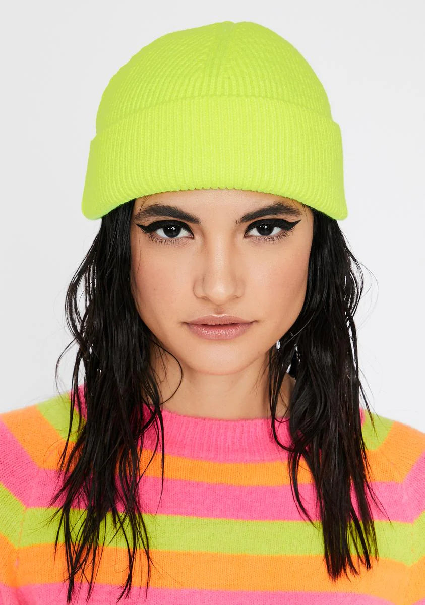 Color Shock Ribbed Beanie