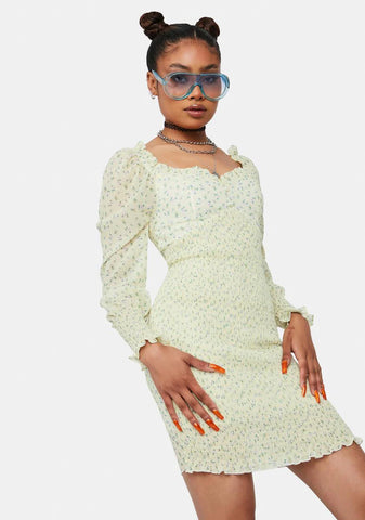 Bright Breakup Szn Sheer Floral Mini Dress