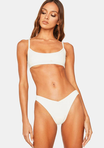 White Enzo Ribbed Bikini Bottoms