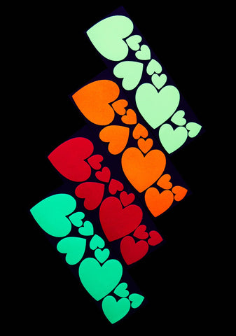 Blacklight Heart Body Stickers