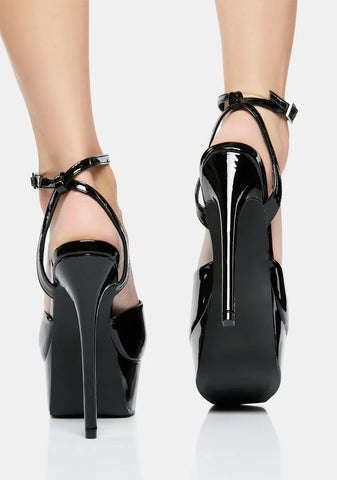 Black Just Kidding Platform Heels