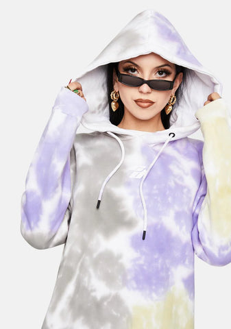 Tie Dye Printed Logo Hoodie Dress