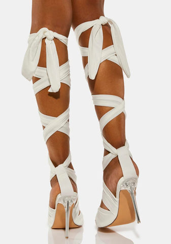 White Keep It Simple Wrap Heels