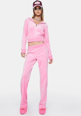 Pink OG Big Bling Velour Hoodie