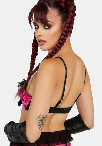 x Bettie Page Inga Pink Ruffle Balconette Bra