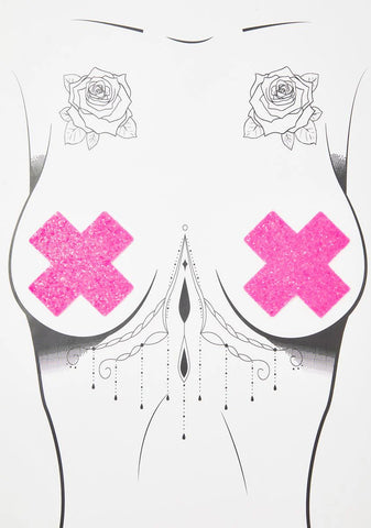 Pink UV Super Sparkle Cross Pasties