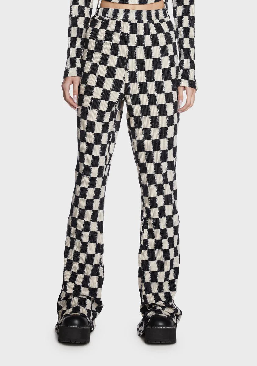 Checkered Flared Trousers
