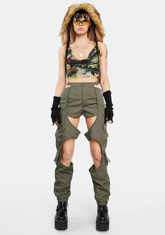 Self Love Camo Plunge Mesh Top