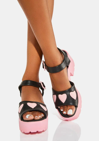 Romance Rebel Pink Heart Sandals