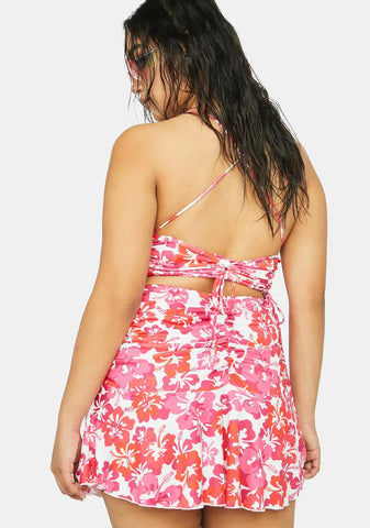 Plus Aloha State Ruched Mini Skirt