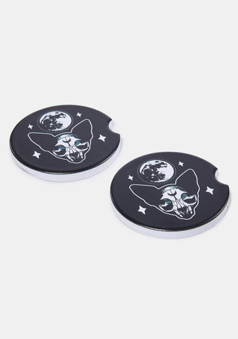 Moon Cat Skull Coasters