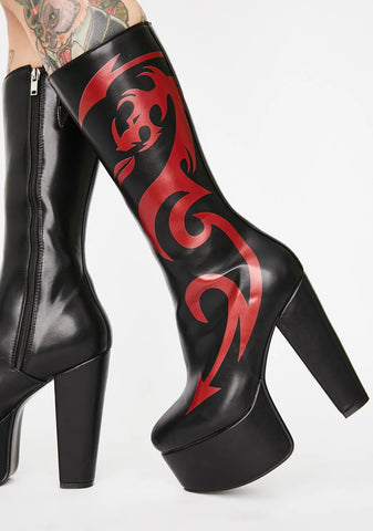 Red Dragon Platform Boots