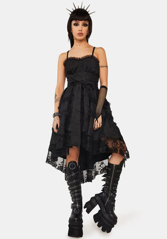 Magic Girl Pleated Rose High Low Dress