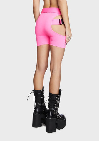 Buckle Biker Shorts - Pink