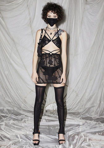 Reverb Sheer Matelasse Bra Top And Face Mask Set