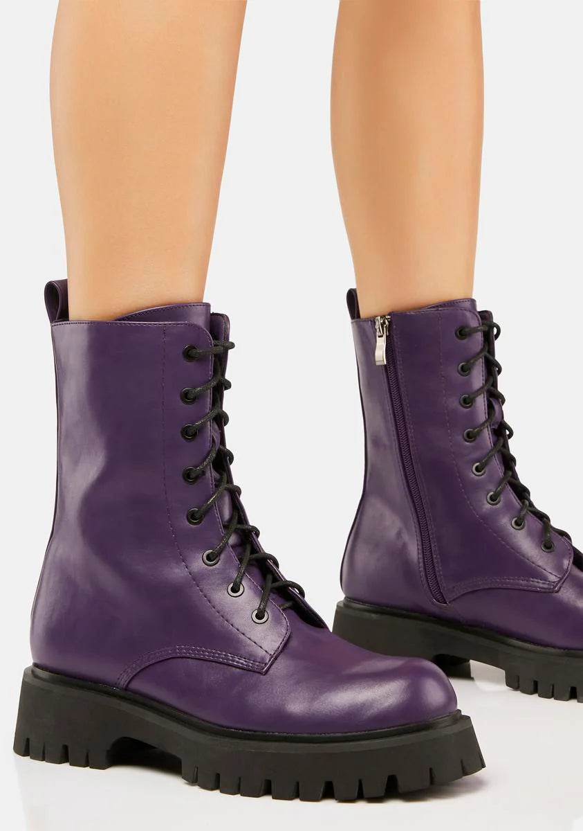 Purple Anchor Combat Boots