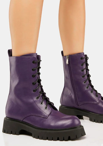 Purple Anchor Combat Boots