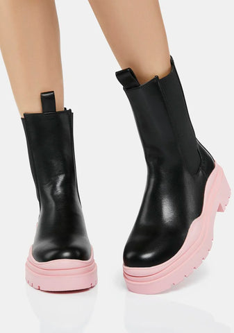 Pink Ghosted Wavy Ankle Boots