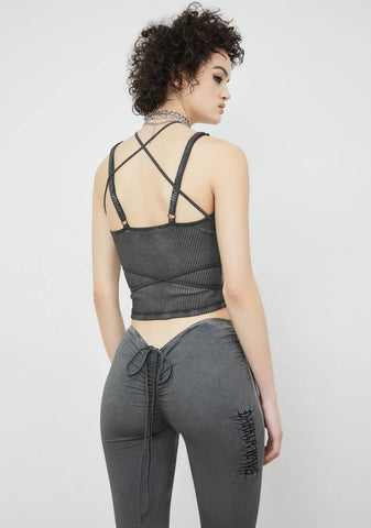 Snare Ribbed Tank With Logo Charm Wrap Straps