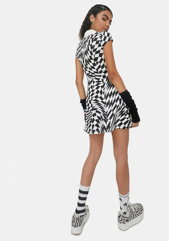 Warp Speed Checkered Mini Dress