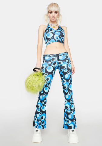 Blue Bobble Flare Pants