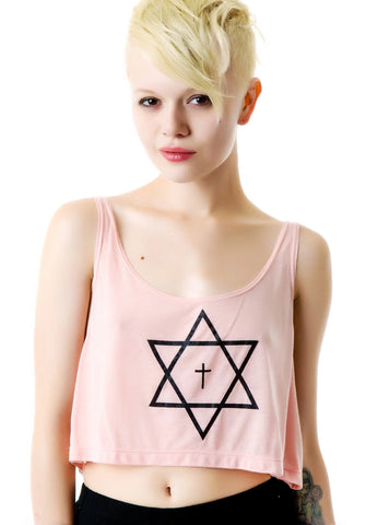 Trippy Cropped Tank Top - Light Blue