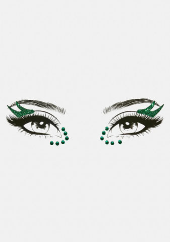 Emerald Glam Devil Face & Body Gems