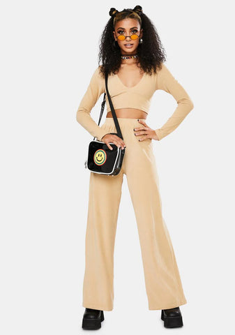 Tan Velvet Rib Obeli Trouser