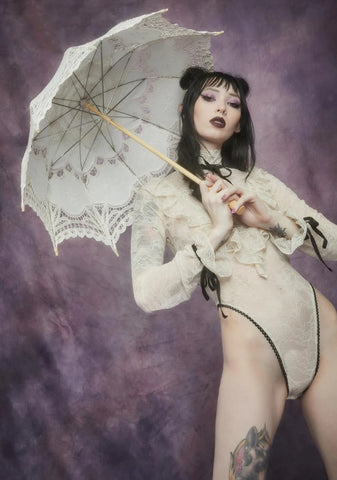 Ivory Waltz After Midnight Lace Parasol