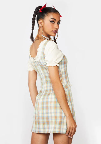 Something's Brewing Plaid Mini Dress