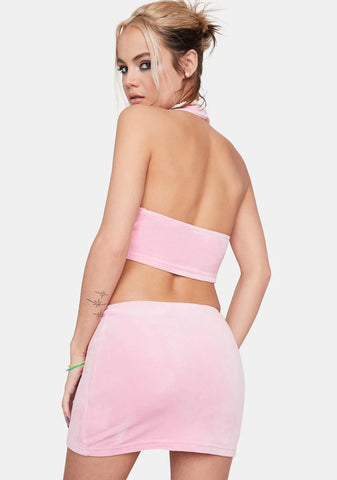 Wish You Were Me Velour Skirt Set