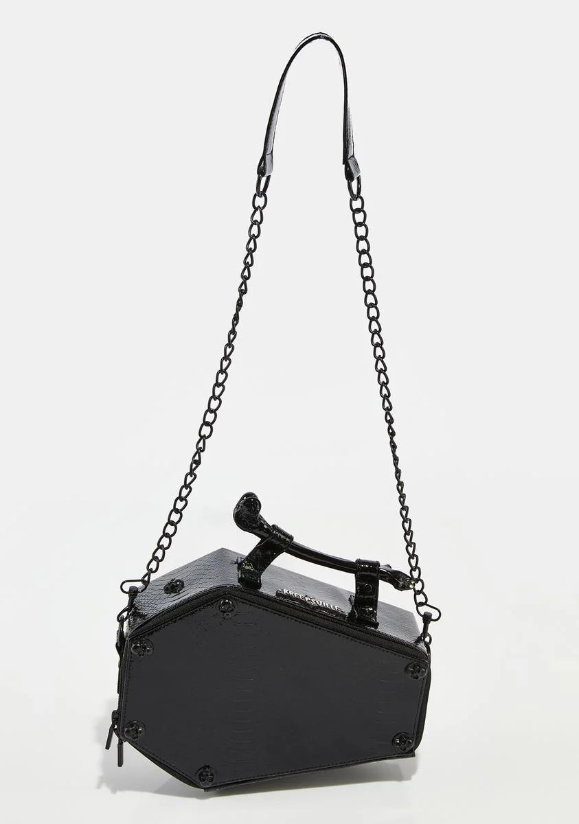 Skull Stud Croc Coffin Crossbody Bag