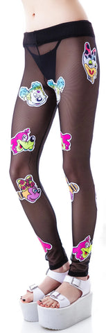 Worped on Acid Patched Mesh Leggings