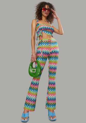 Wavy Thoughts Stitch Knit Ruched Tank