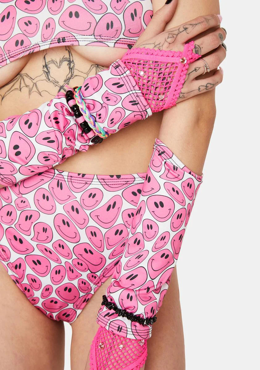 Pink Happy Face Gloves