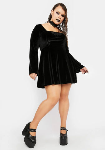 Plus All Bats Are Off Velvet Dress Set