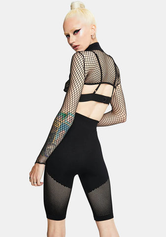 Noir 10% Luck Mesh Panelled Biker Shorts