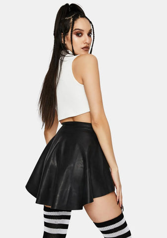 X Bettie Page Black Latex Flippy Skirt