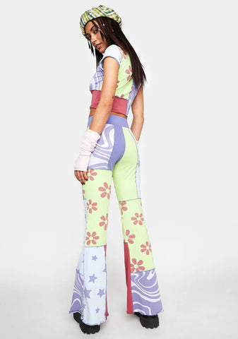 Season's Greetings Patchwork Flare Pants