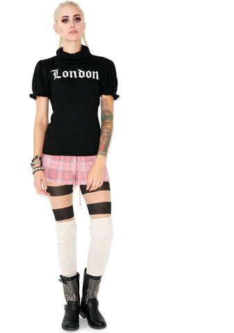 I Love London Edwardian Sleeve Turtleneck - Light Blue