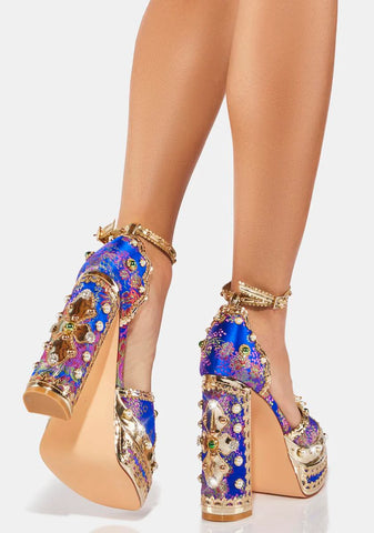 Blue Aim For The Eyes Platform Heels