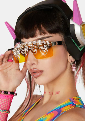 Honey Lustrous Visions Rhinestone Sunglasses