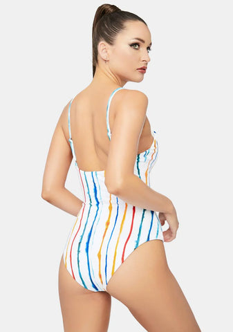 Watercolor Multi Stripe Bliss One-Piece Swimsuit