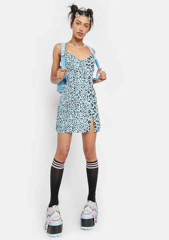 Baby Blue Cheetah Print Mini Dress