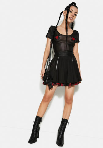 Daily Peach Heart Mesh T-Shirt