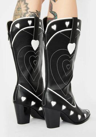 White Heart Space Cowgirl Boots