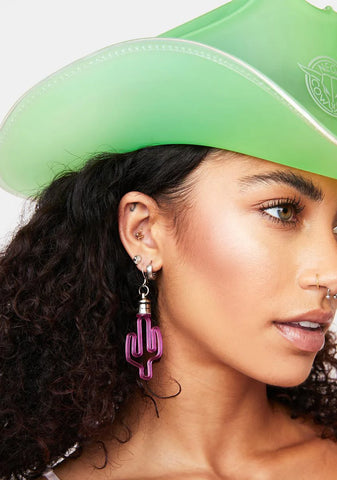 Pink Light Up Cactus Earrings