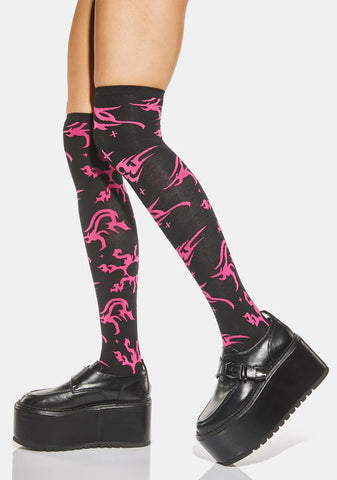 Cosmic Ink Thigh High Socks