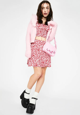 Red Butterfly Gaelle Mini Skirt