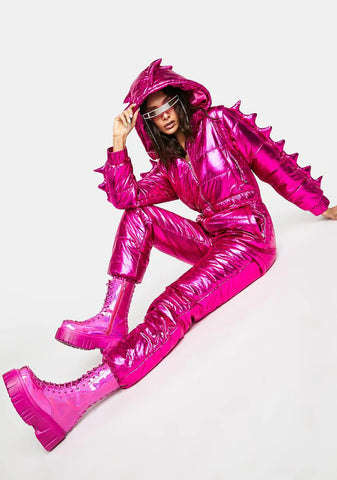 Magenta Celestial Candy Holographic Corset Boots